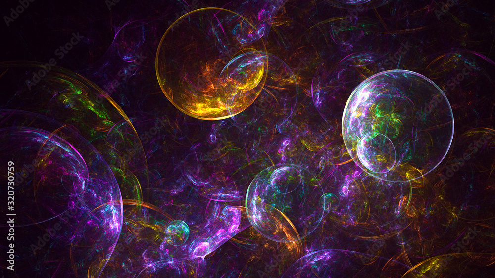 Fractal 3D rendering abstract and shiny background