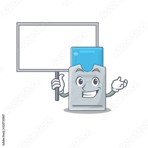 A cute picture of key card cute cartoon character bring a board
