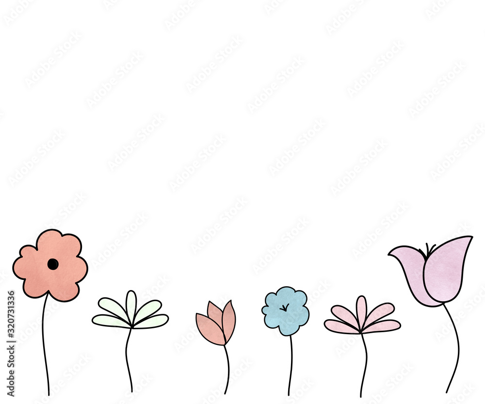 お花のイラスト 背景 ライン かわいい パステル 素材 Ilustracion De Stock Adobe Stock
