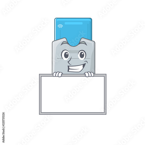 A cute picture of key card grinning with board