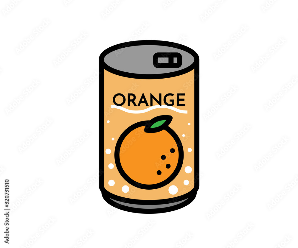 オレンジ缶ジュースのイラスト 空き缶 みかん 素材 Stock Illustration Adobe Stock