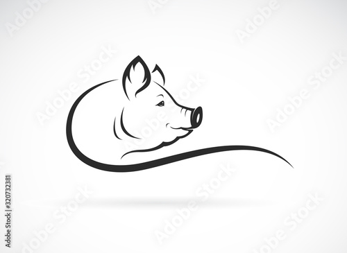 Vector of a pig head design on white background. Farm animals. Pig head logo or icon. Easy editable layered vector illustration.