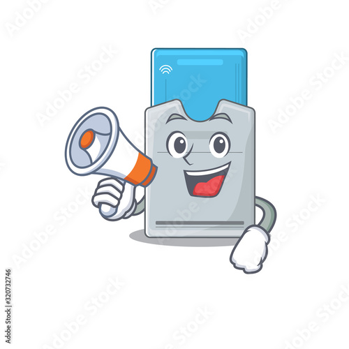 An icon of key card having a megaphone