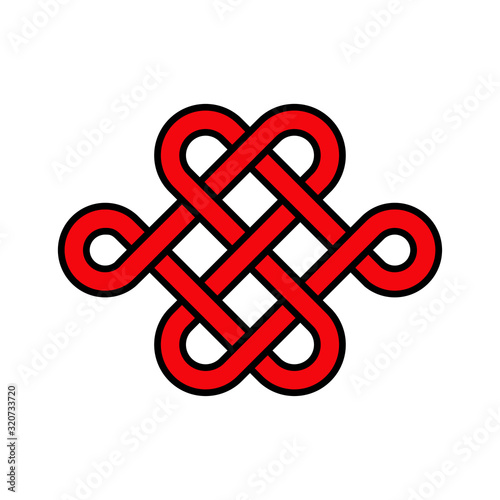 Icono plano lineal nudo chino con color rojo