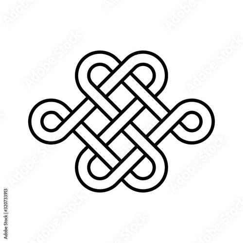 Icono plano lineal nudo chino en color negro