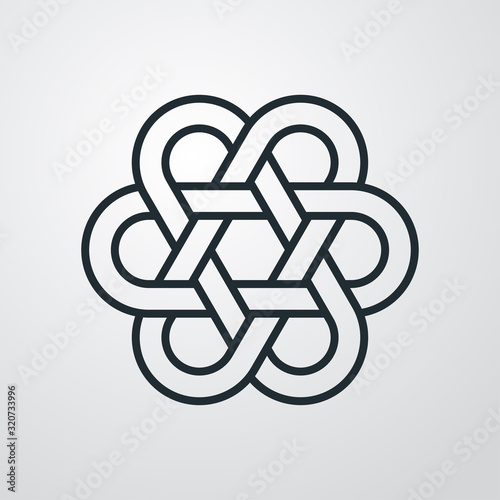 Icono plano lineal nudo chino en fondo gris