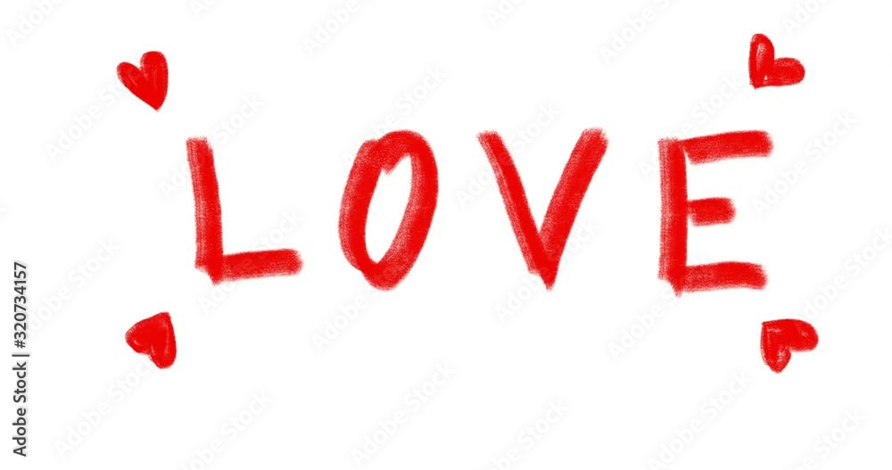 Love lettering word on white background hand drawn animation Love lettering word on white background hand drawn animation