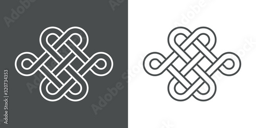 Icono plano lineal nudo chino en fondo gris y fondo blanco