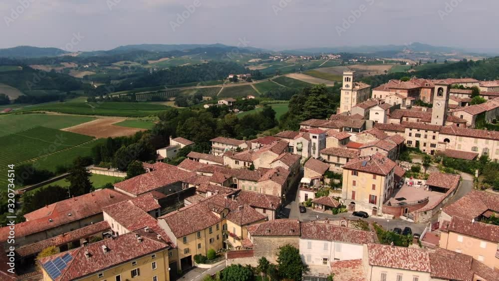 Aerial drone view of Cella Monte, Monferrato. Unesco world heritage Aerial drone view of Cella Monte, Monferrato. Unesco world heritage