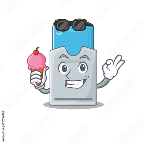 Key card mascot cartoon design with ice cream