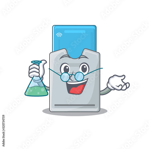 Smart Professor key card cartoon character with glass tube