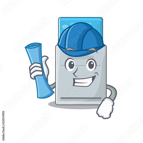 Elegant Architect key card having blue prints and blue helmet