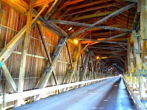 North America, Canada, Province of New Brunswick, Hartland Covered Bridge, the longest covered bridge in the world (1282 feet - 391 meters) photo