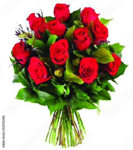 bouquet of red roses isolated on white background