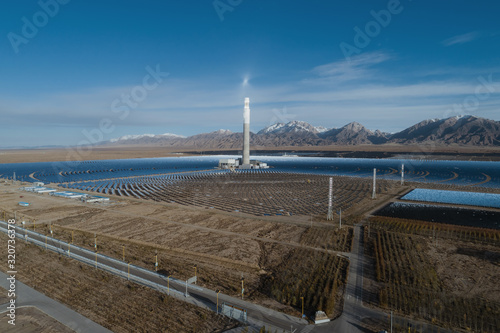 Aerial view of solar thermal plant