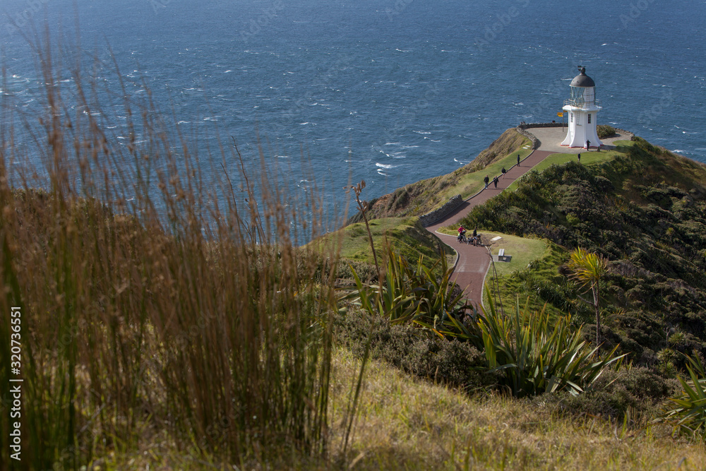 Cape Reinga Northland New Zealand Lighthouse. Tasman Sea. Pacific Ocean