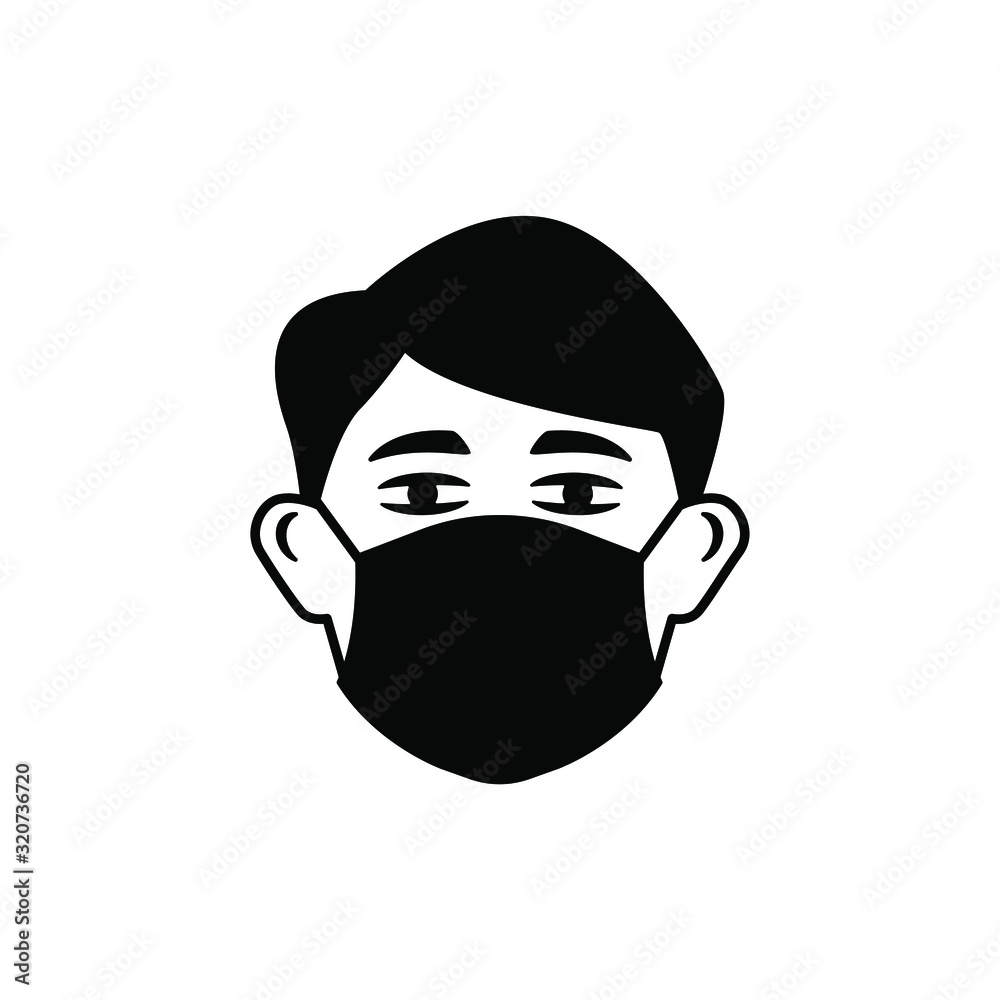 Man with mask for protect virus or pollution icon vector