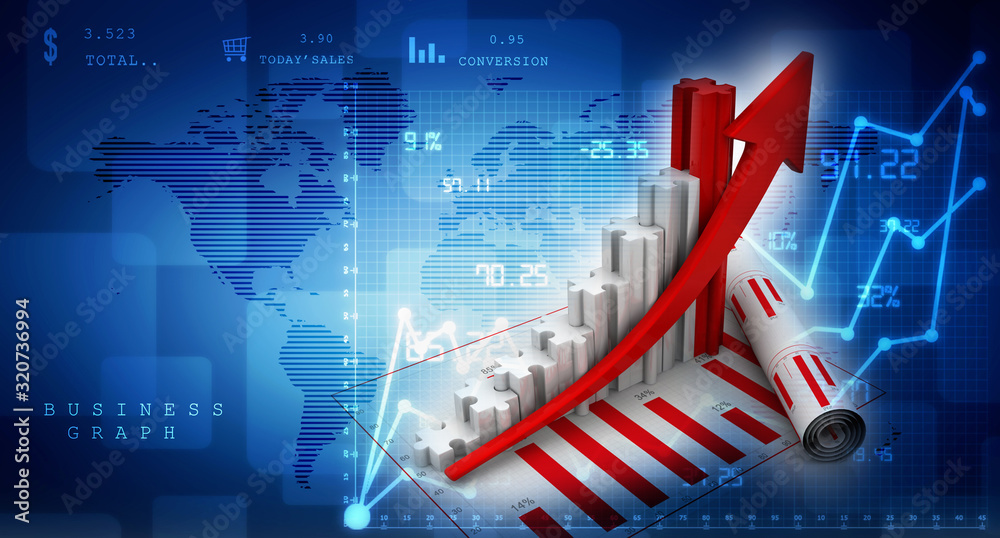 3d rendering Stock market online business concept. business Graph 3d rendering Stock market online business concept. business Graph