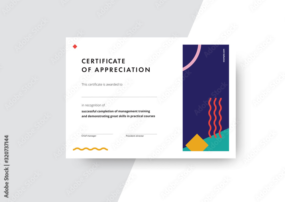 Certificate of appreciation template design. Elegant business diploma layout for training graduation or course completion. Vector background illustration. Certificate of appreciation template design. Elegant business diploma layout for training graduation or course completion. Vector background illustration.
