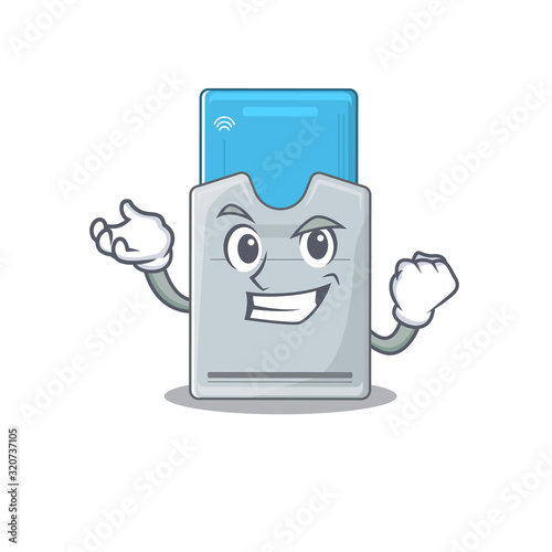 Happy confident Successful key card cartoon character style