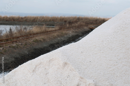 Pile white salt and seawater