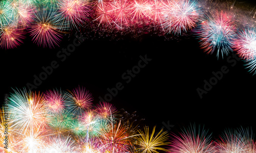 Abstract colorful firework background with free space for text  J