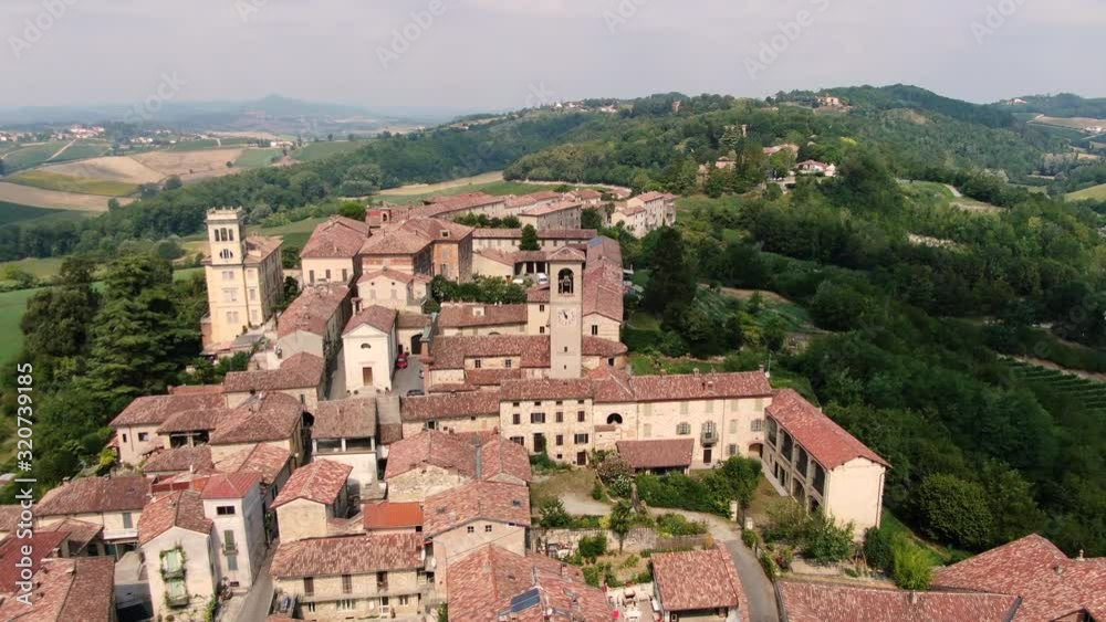 Aerial drone view of Cella Monte, Monferrato. Unesco world heritage Aerial drone view of Cella Monte, Monferrato. Unesco world heritage