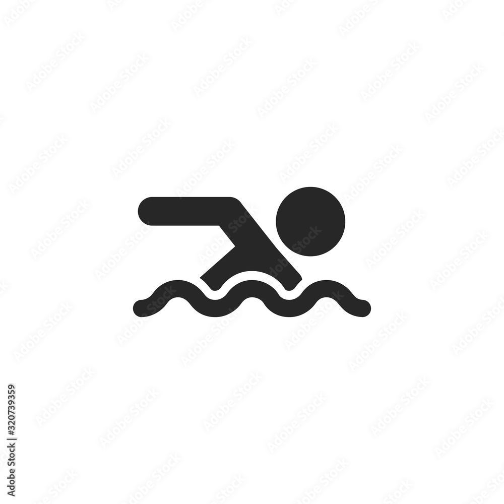 Swimming Icon on white. Vector illustration Flat