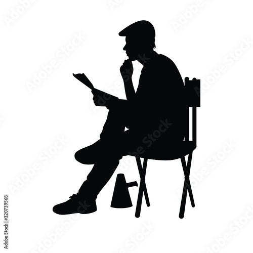 Film director on chair silhouette vector photo