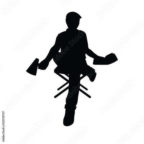 Film director on chair silhouette vector