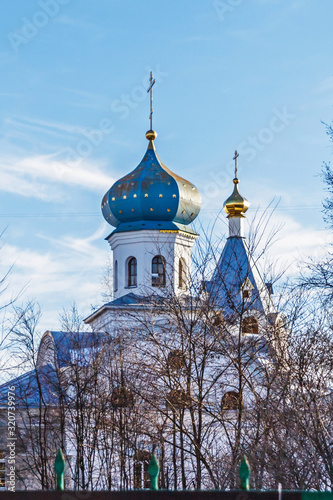 Obraz na płótnie Beautiful old orthodox church belfry in Vitebsk, Belarus, Europe. w salonie