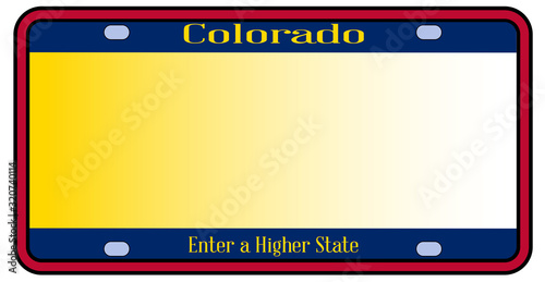 Blank Colorado State License Plate
