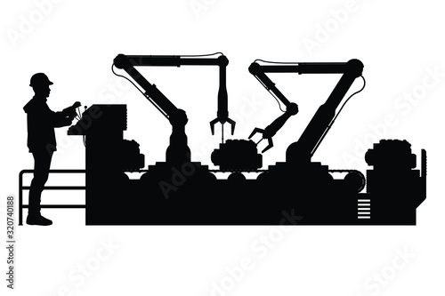 Factory robot silhouette vector