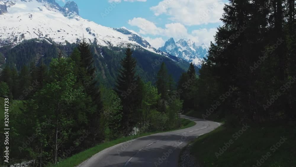 Landscape of snow-capped mountains and Blue sky, topview, drone shooting Landscape of snow-capped mountains and Blue sky, topview, drone shooting