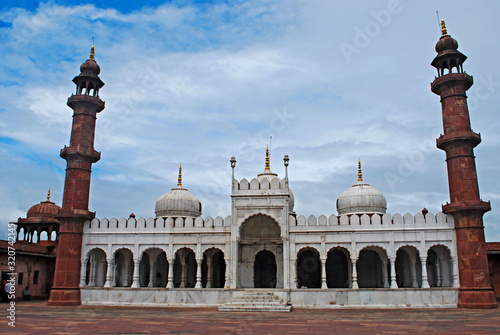 Front view of Moti Masjid, Bhopal Madhya Pradesh, India. Moti Masjid built by Sikander Begum in 1860.