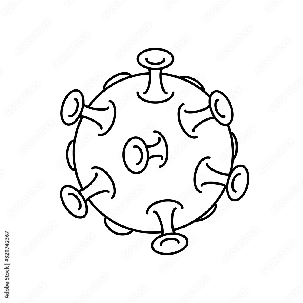 Fototapeta premium China novel coronavirus (2019-nCoV. Simple line art. Virus icon. Vector illustration isolated on white background.