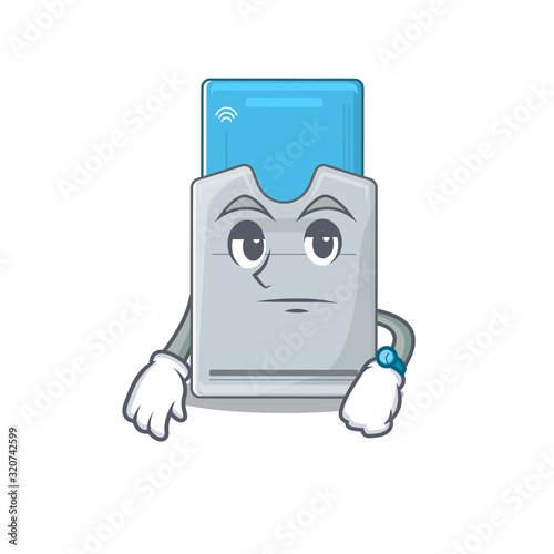 cartoon character design of key card on a waiting gesture