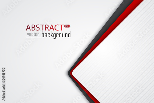 Abstract white grey red and black tech geometric modern vector background on white space for text and message artwork design Illustration. Creative graphic template. Business style.
