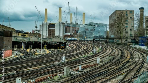Time lapse of trains arriving and leaving from a busy London railway station 