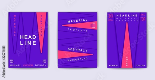 Trendy poster design with abstract 3D shapes. Composition from volume triangle forms. Vector cover