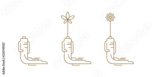Cuadro en lienzo Red korean or chinese ginseng root icons.