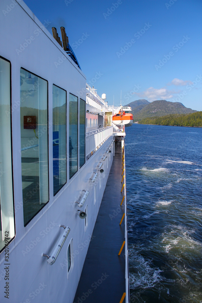 Beautiful day: Wonderful view from cruise ship, Inside Passage / BC British Columbia / Canada.