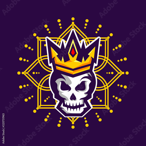 King Skull Vector T-Shirt Designs With Mandala Background For Apparel