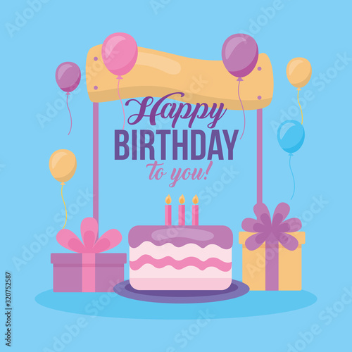 happy birthday celebration card with sweet cake