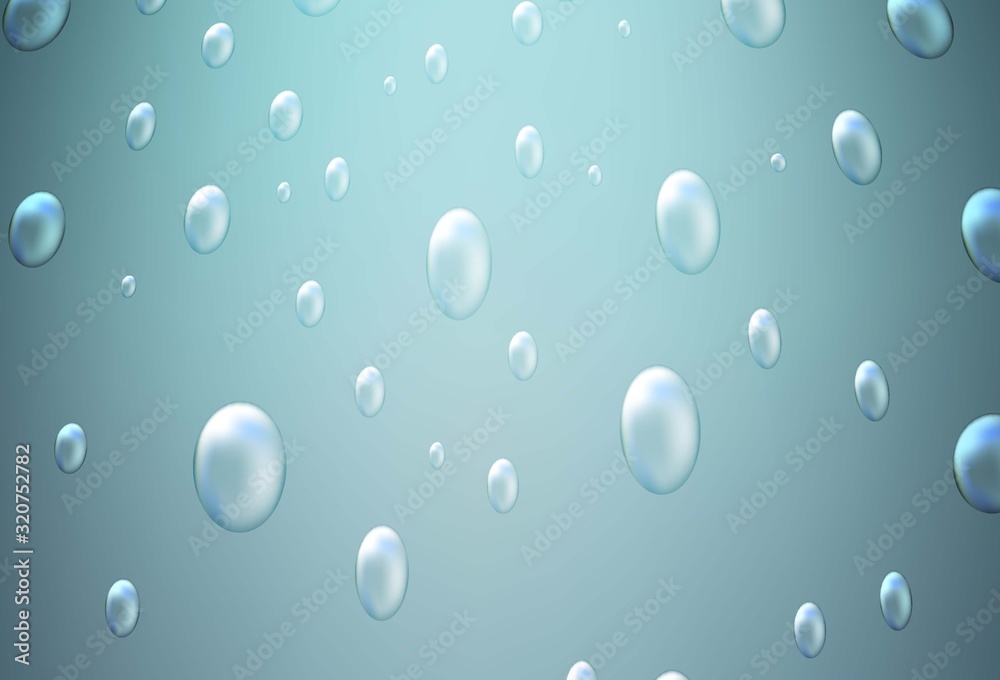Light BLUE vector pattern with spheres. Glitter abstract illustration with blurred drops of rain. Pattern can be used as texture of water, rain drops.