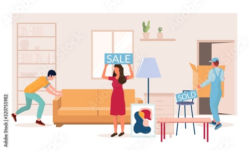 Home furniture special offers and sales, vector flat illustration © Siberian Art