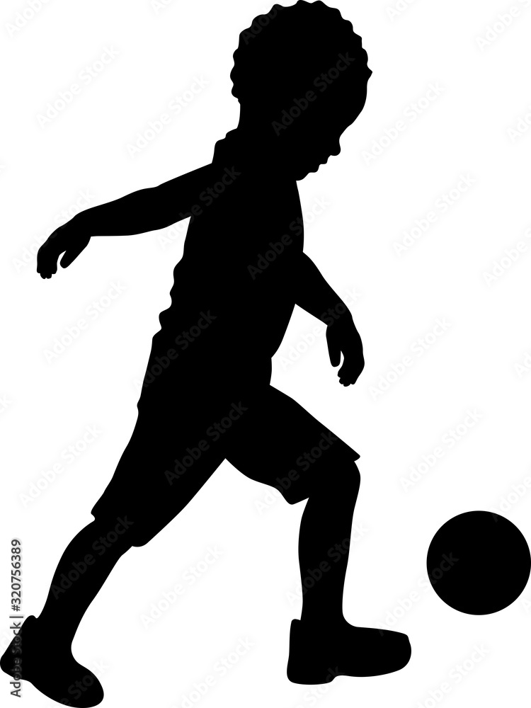 Silhouette of boy playing with a ball. Vector illustration Silhouette of boy playing with a ball. Vector illustration