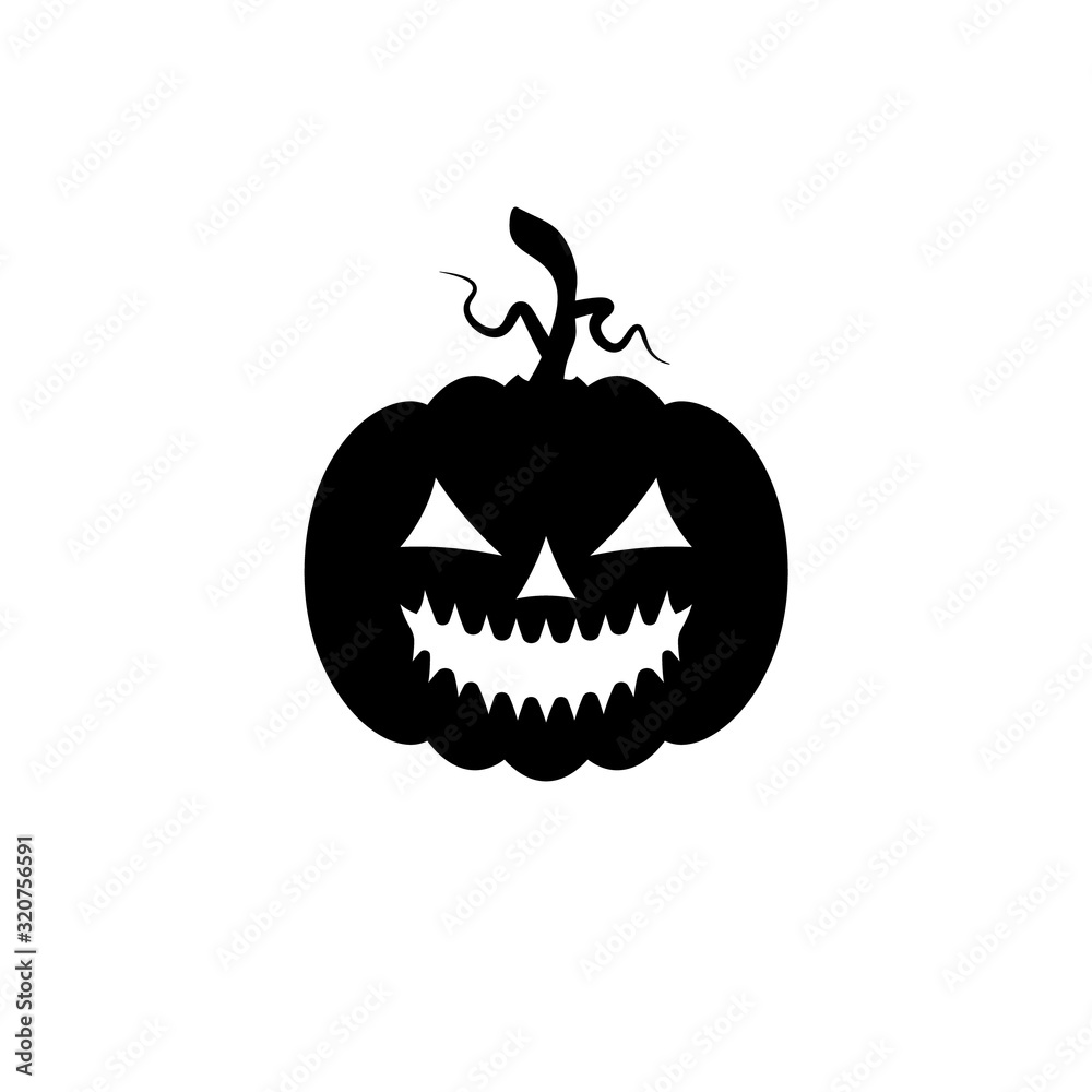 Naklejka premium Pumpkin silhouette vector icon on white background.