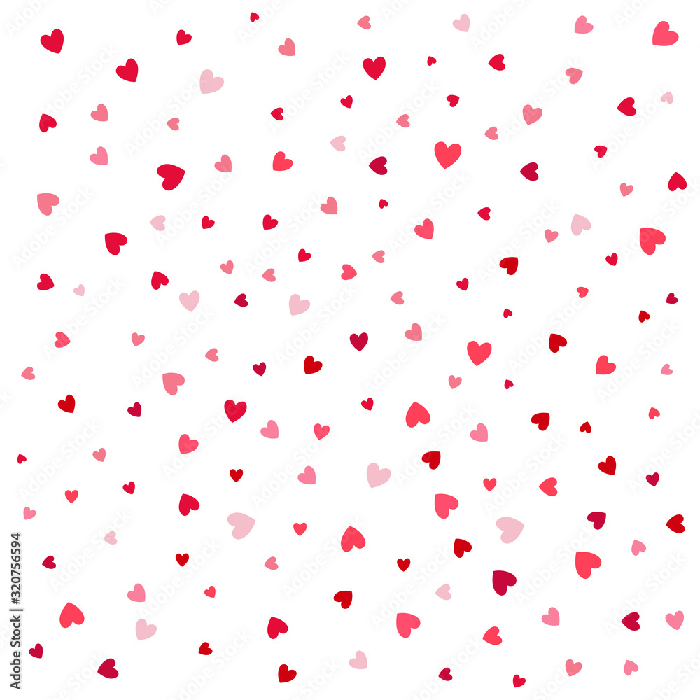 Background with different colored confetti hearts for valentine time. Seamless pattern. Vector Illustration