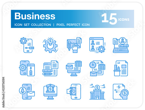 Business Icons Set. UI Pixel Perfect Well-crafted Vector Thin Line Icons. The illustrations are a vector.